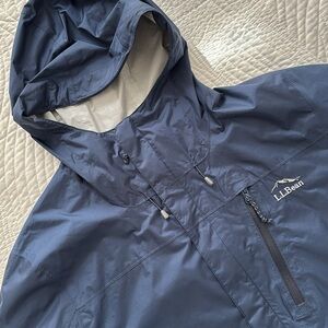 LL Bean TEK Trail Model Waterproof Men’s Hood Rain Jacket Navy Blue Large Tall